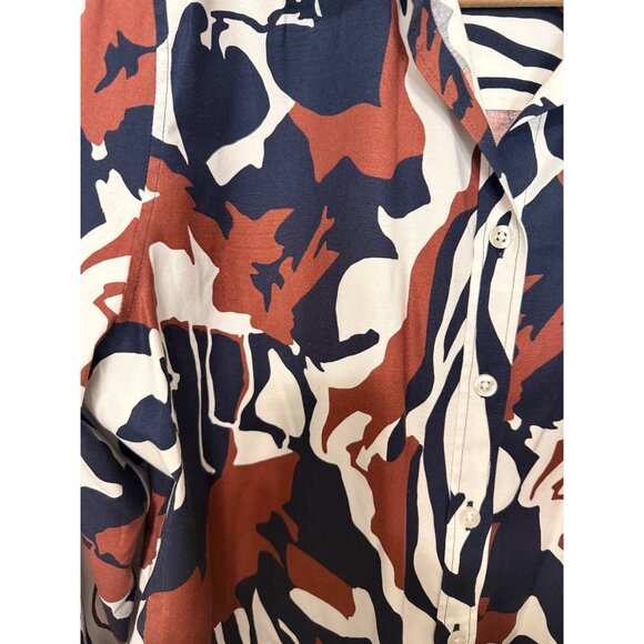 Chico's Button Down Shirt White Brown Blue Print Collared Womans 3/XL - Picture 3 of 6